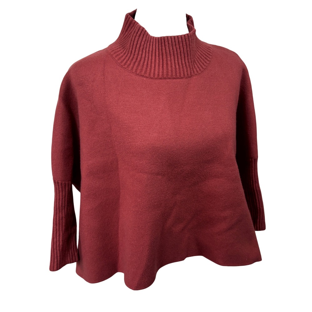 Kerisma Terracotta Mock Neck Poncho Oversized Knit Pullover Sweater Womens O/S